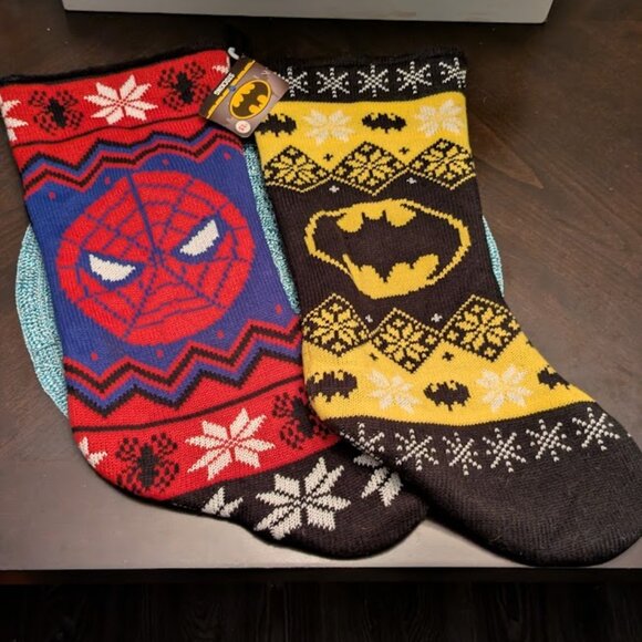 OC DC COMICS Spider-Man & Batman Knit Stockings - Picture 1 of 3